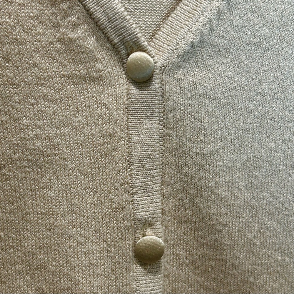 Ann Taylor Tan Silk Cashmere Blend Cardigan Sweater, V-Neck 3/4 Sleeves - Medium - Picture 6 of 9